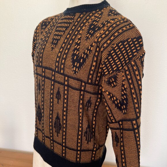 Retro AZL Mens Sweater - Pullover - Black 7 Bronze - Size Large - Vintage - Picture 6 of 7